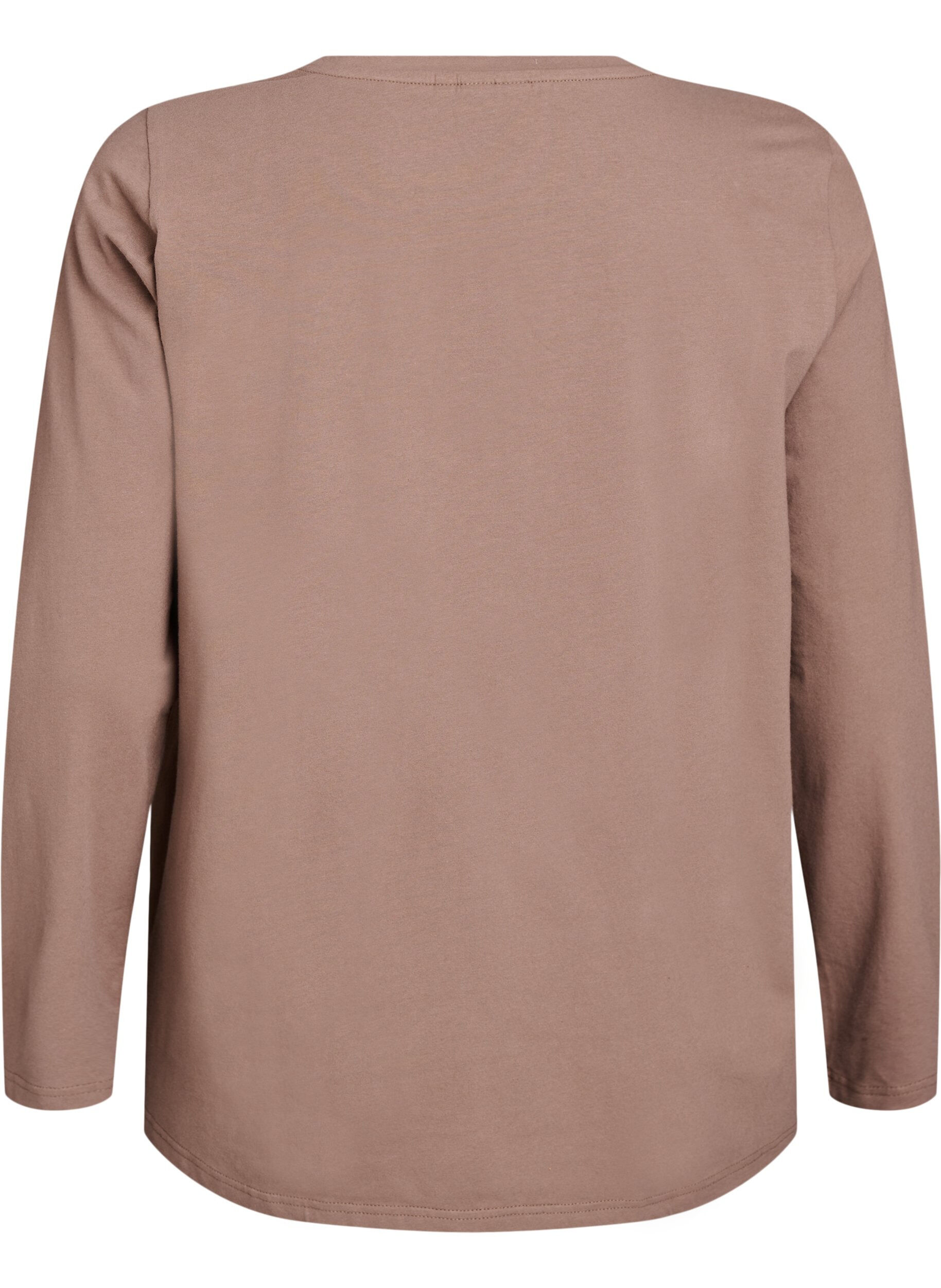 Zizzifashion Basic jersey blouse with long sleeves, Brown, Packshot image number 1