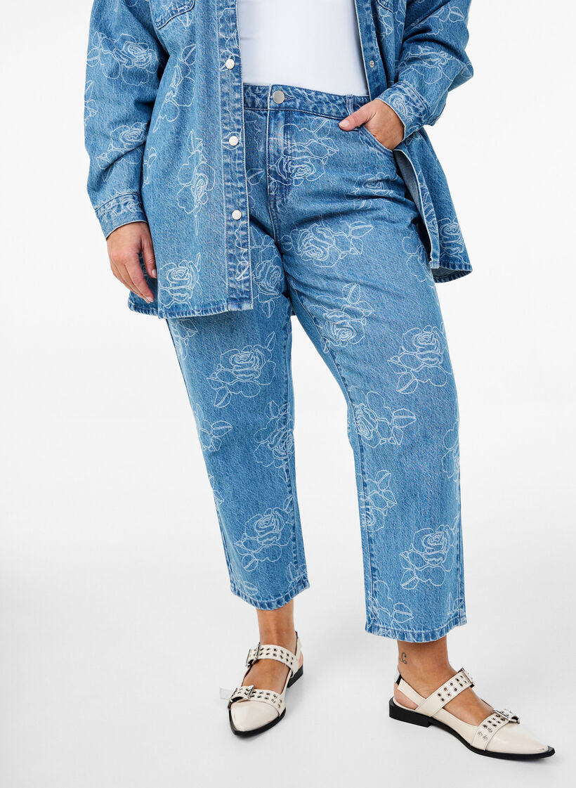 Vera floral jeans, Light Blue, Model image number 2