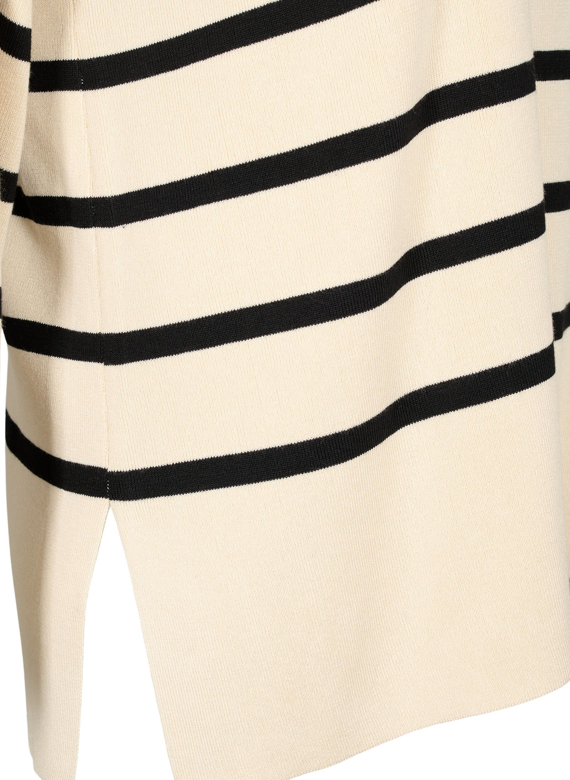 Zizzifashion Striped Viscose Sweater, Sandshell/Black S., Packshot image number 3
