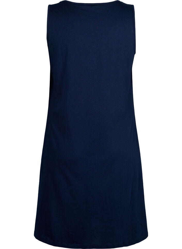 Sleeveless cotton dress with a-shape, Navy Blazer solid, Packshot image number 1