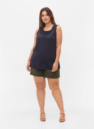 Cotton top with lace details, Night Sky, Model image number 2
