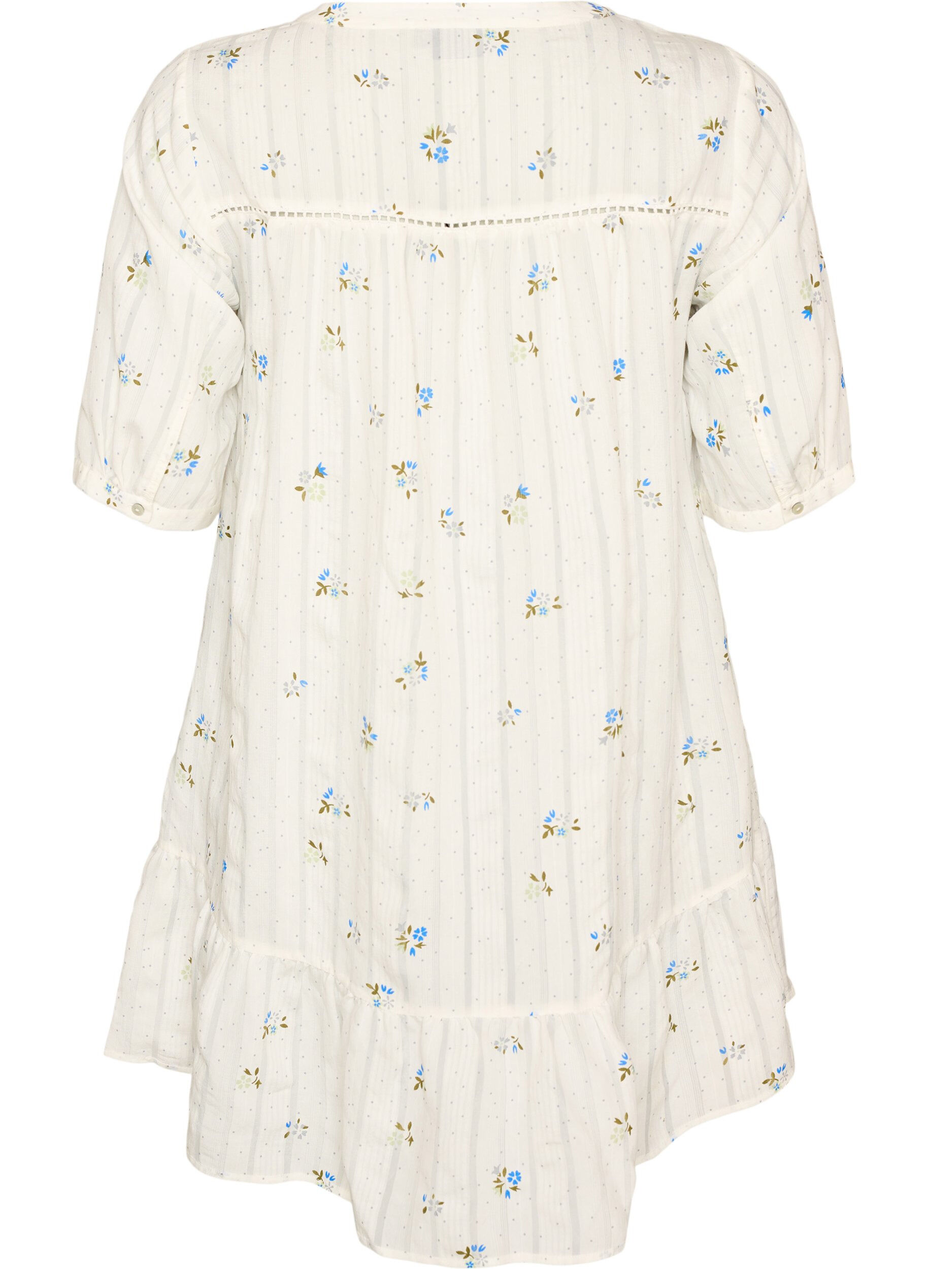 Zizzifashion Short viscose dress with lace trim and A-line cut, Vanilla, Packshot image number 1