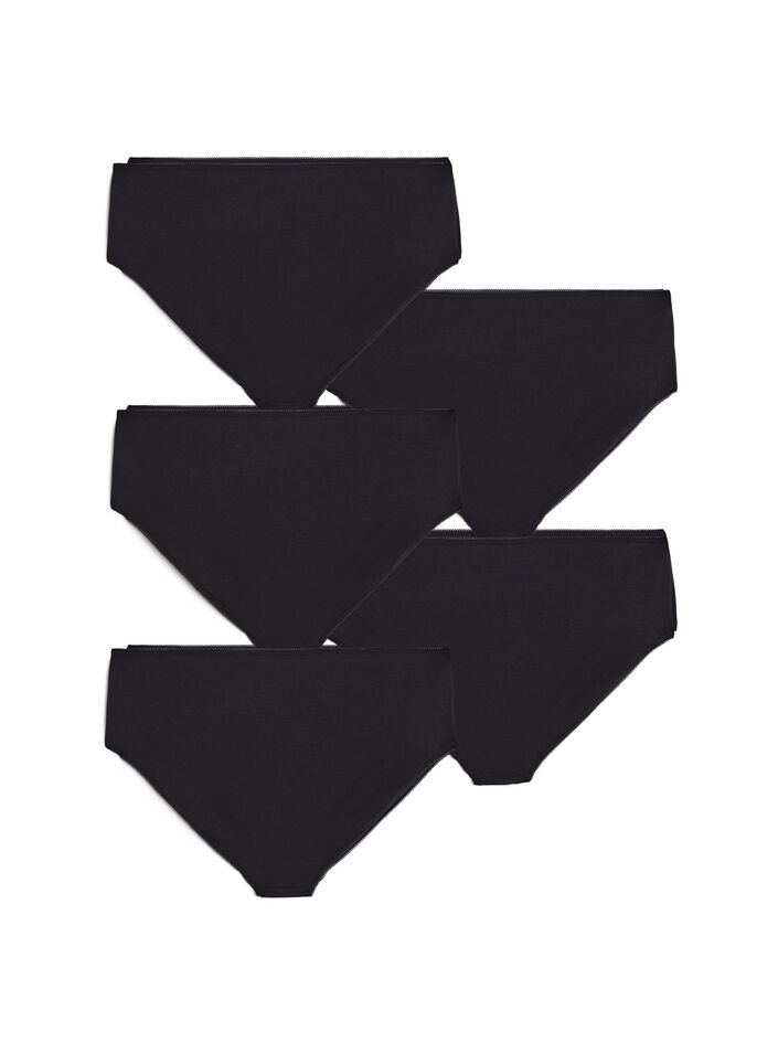 5-pack cotton panties with regular waist, Black, Packshot image number 1
