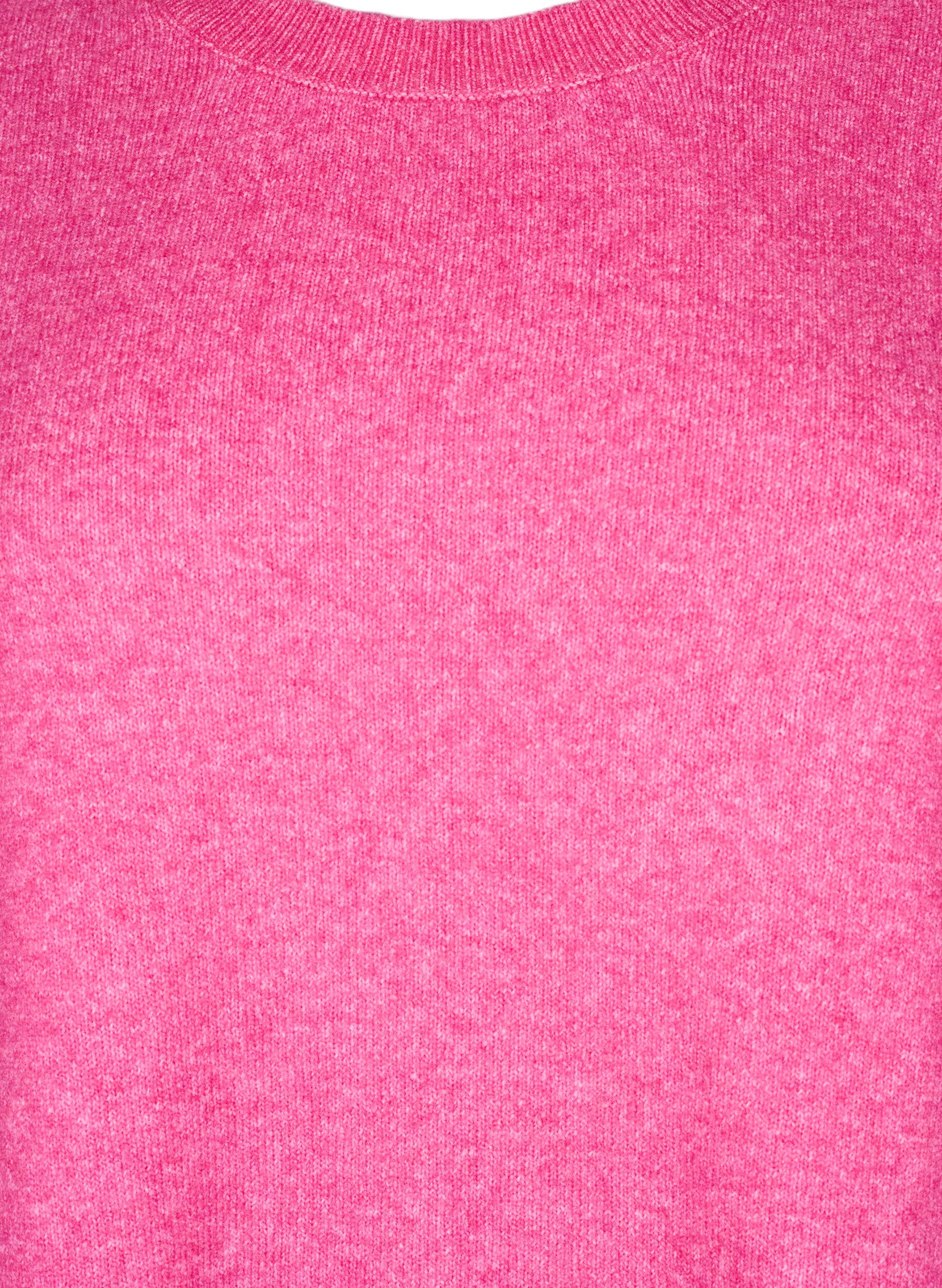 Zizzifashion Knitted top with wool and slits, Raspberry Rose Mel., Packshot image number 2