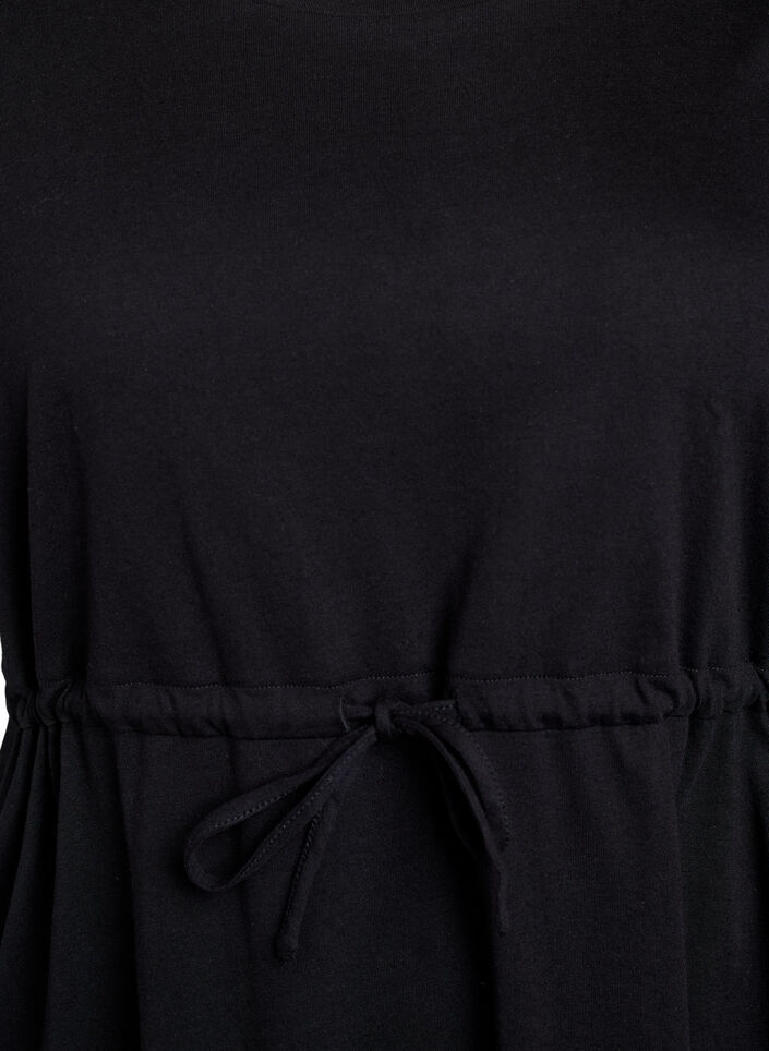 FLASH - Short T-shirt dress with tie belt, Black, Packshot image number 2