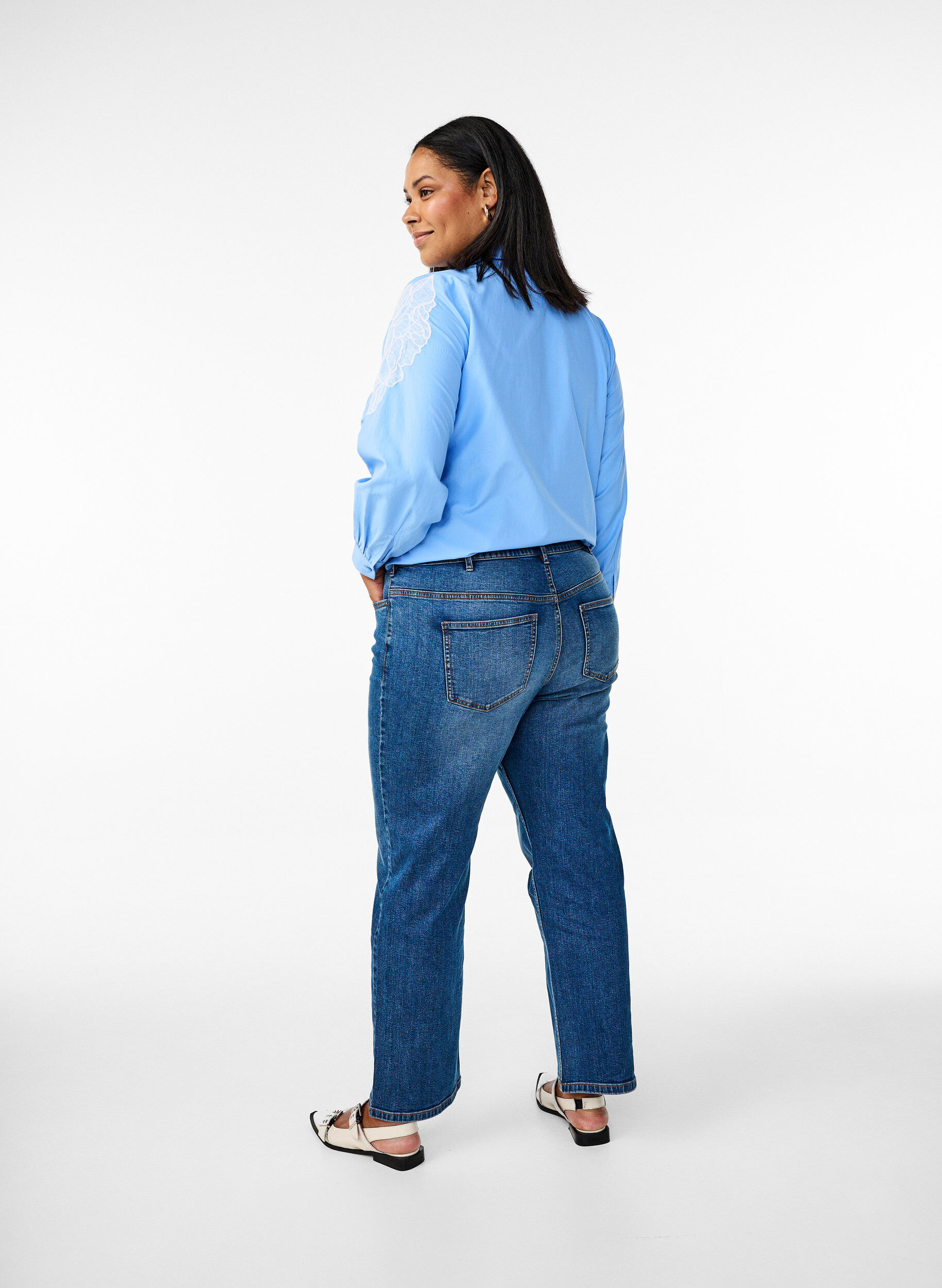 Zizzifashion High-waisted Gemma jeans with a regular fit, Blue, Model image number 1