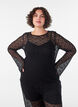 Sheer lace blouse with long sleeves, Black, Model image number 0