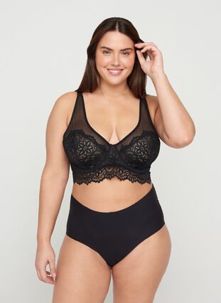 Figa underwired bra with lace and mesh, Black, Model image number 2