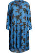 Printed viscose midi dress with long sleeves, Blue, Packshot image number 0