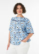 Floral blouse with short sleeves, Blue, Model image number 0