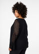 Lace blouse with ruffled sleeves, Black, Model image number 1