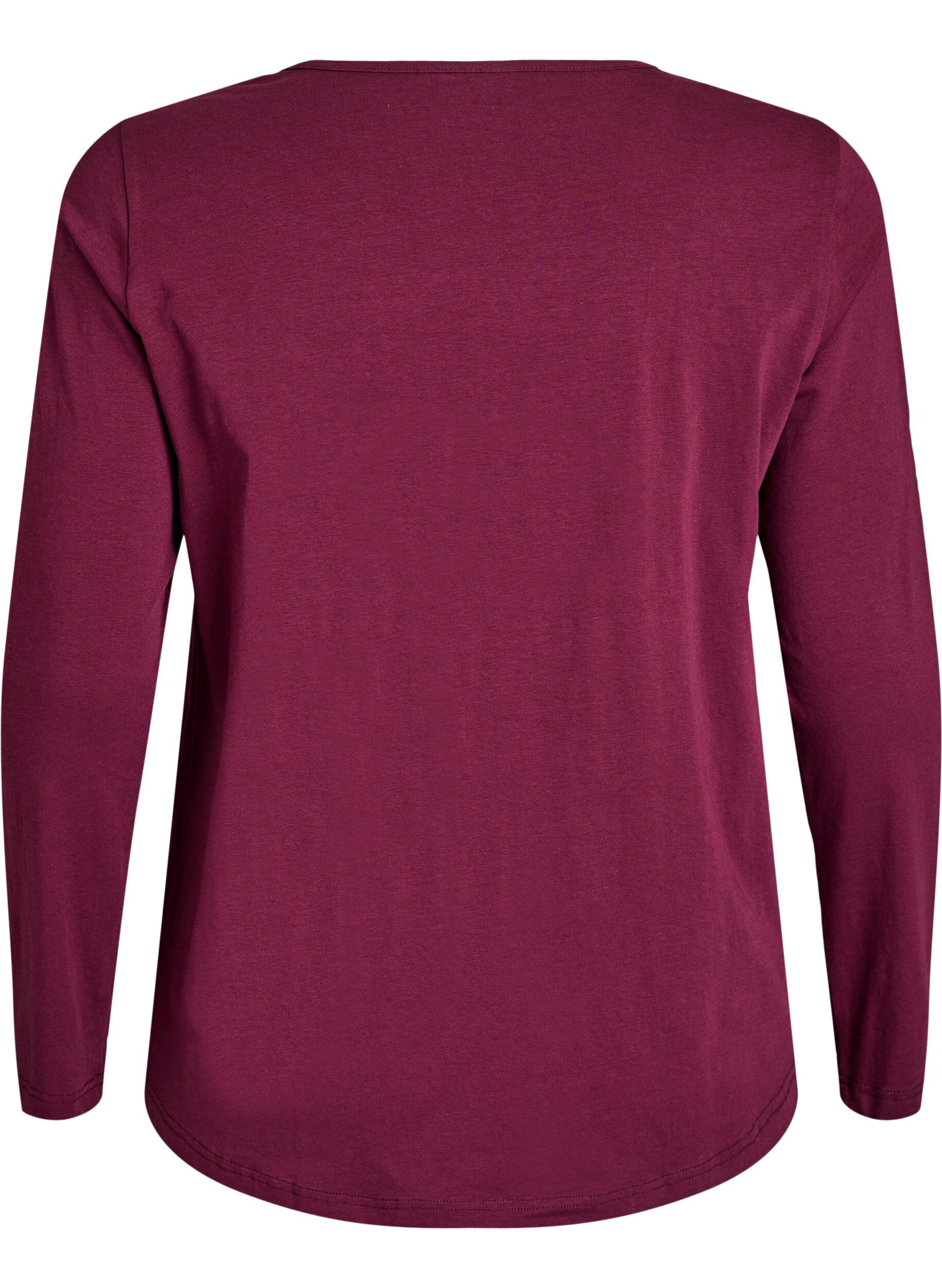 ZizzifashionNight top in cotton with front print, Red, Packshot image number 1