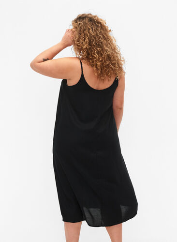 Sleeveless midi dress in viscose, Black, Model image number 1