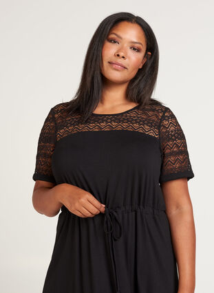 Short-sleeved dress, Black, Model image number 2
