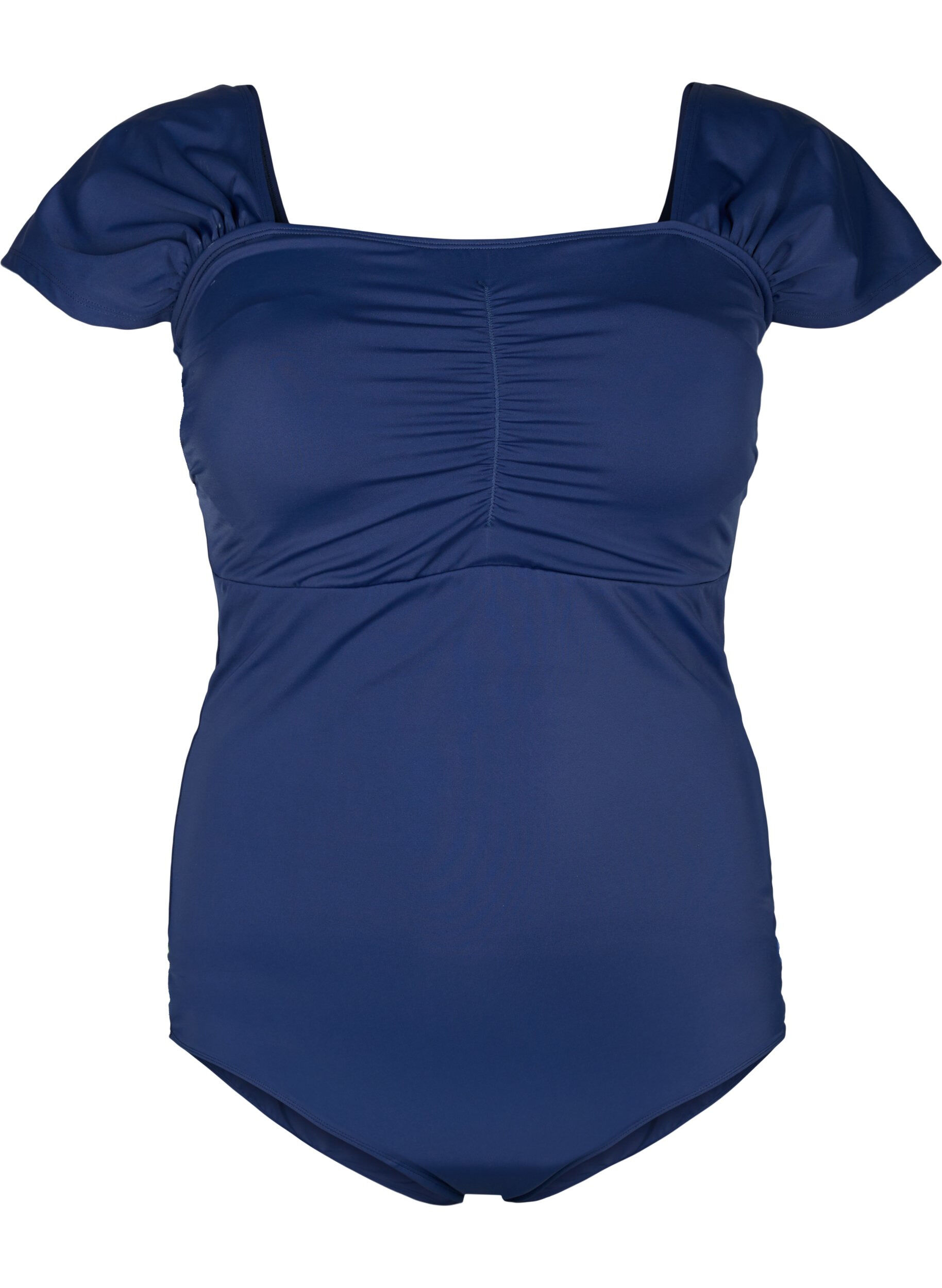 Zizzifashion Swimsuit with short sleeves and draped detail, Blue, Packshot image number 0