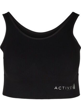 Plain crossback sports bra, Black, Packshot image number 0