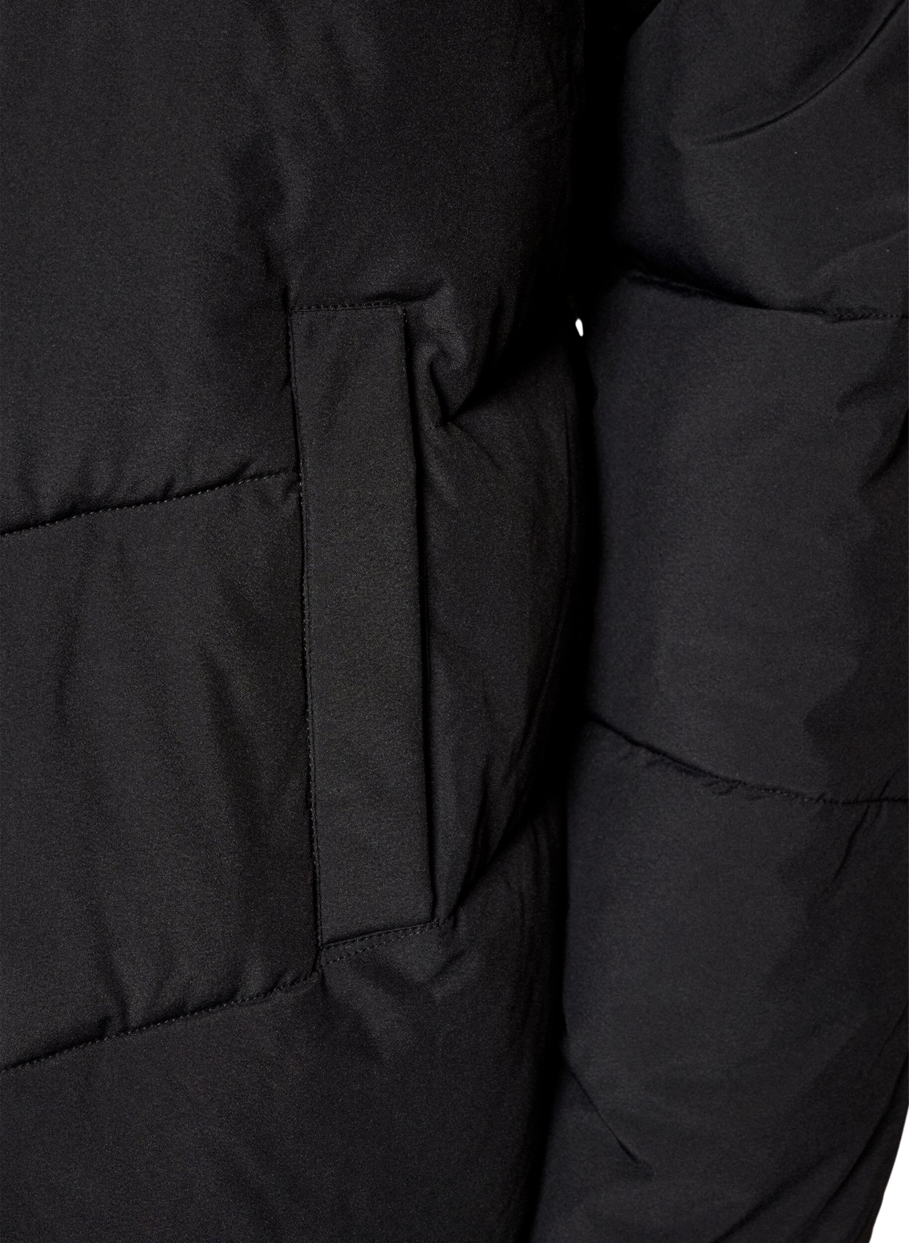 ZizzifashionMid-length puffer jacket with hood, Black, Packshot image number 3