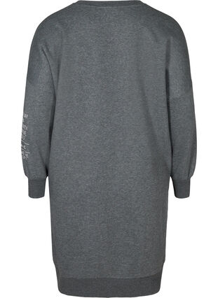 Mottled sweater dress with round neck, Dark Grey Melange, Packshot image number 1