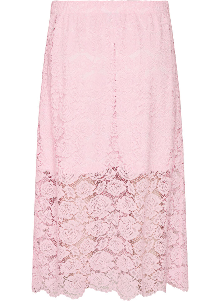 Lace midi skirt with an elasticated waist, Rose, Packshot