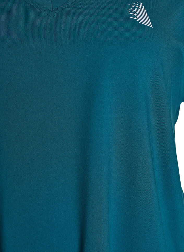 Loose training t-shirt with v-neck, Green, Packshot image number 2