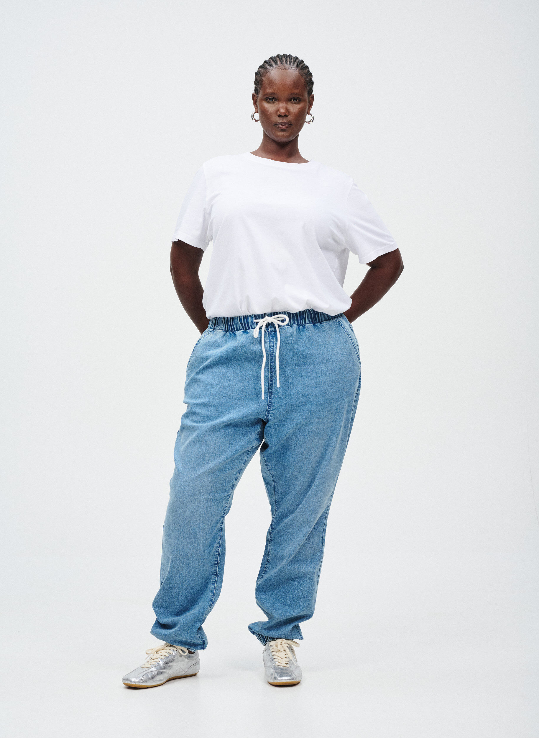 ZizzifashionDenim joggers with pockets, Light Blue, Image image number 0