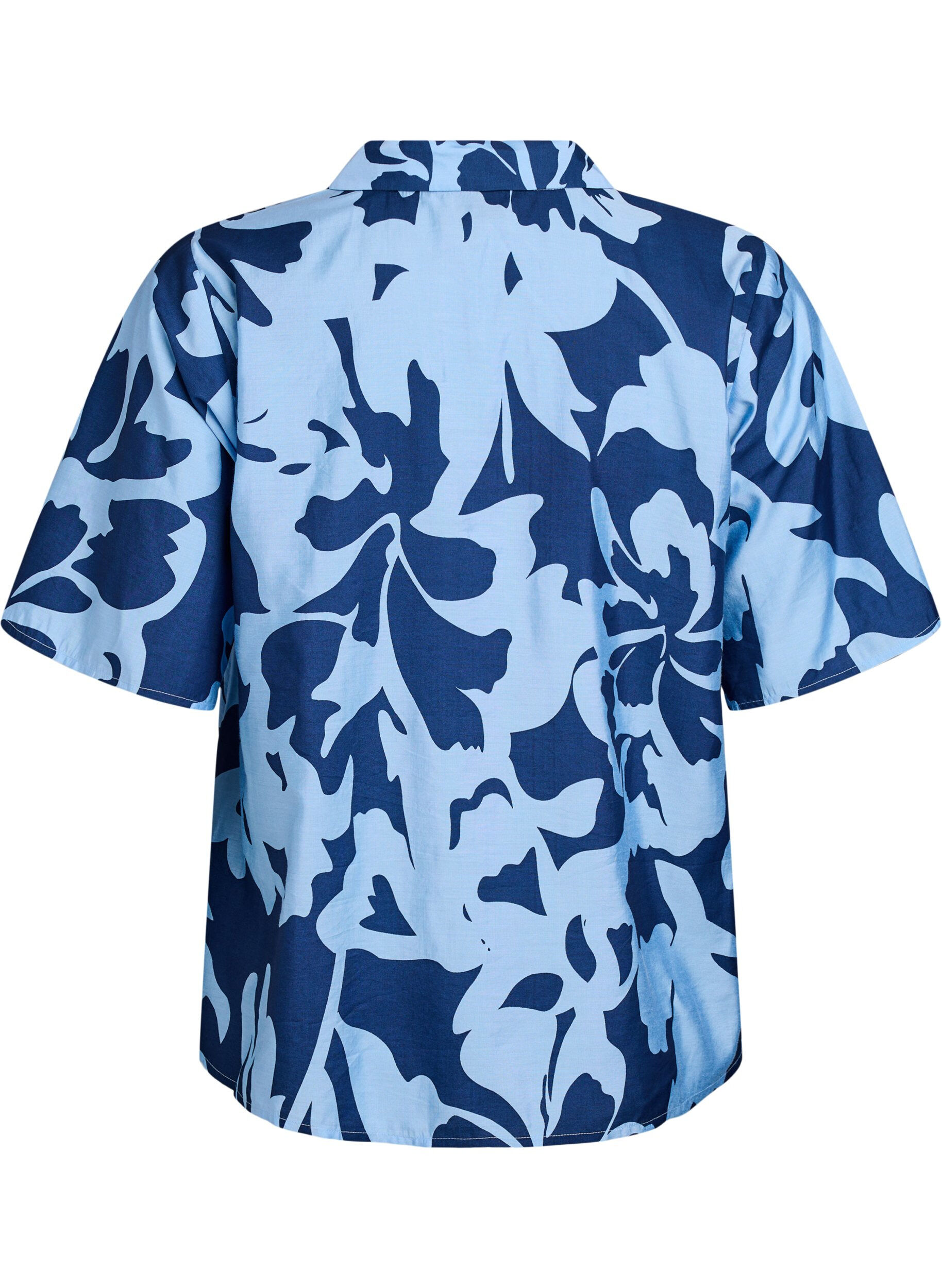 Zizzifashion Shirt blouse with print and V-neck, Blue, Packshot image number 1