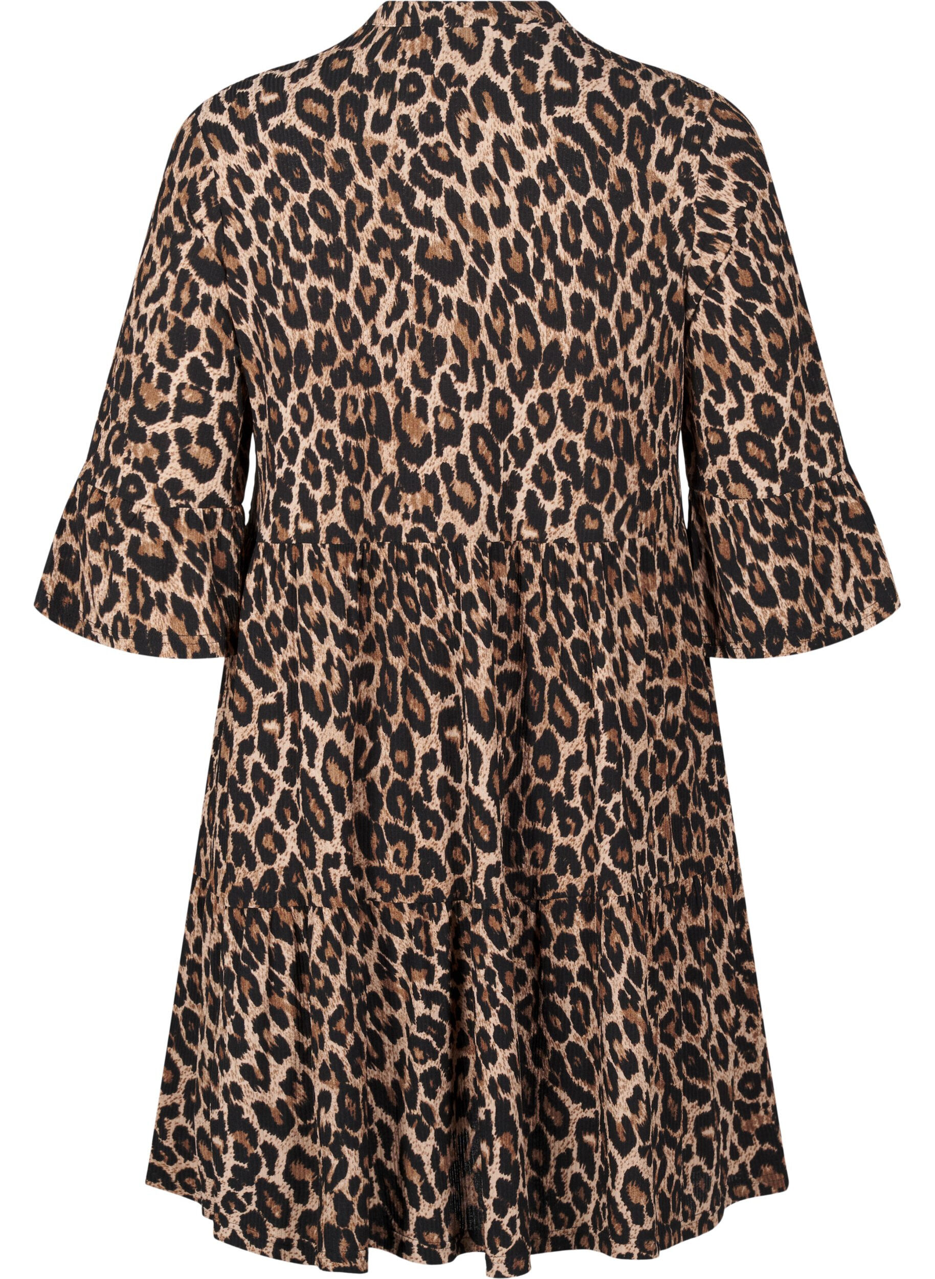Zizzifashion Short A-line dress with leopard print, Brown, Packshot image number 1