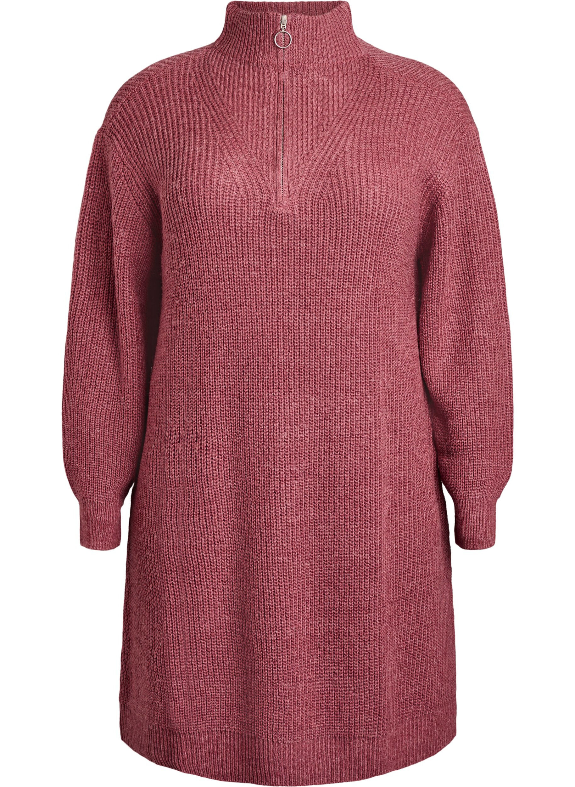 FLASH - Short knit dress with high neck