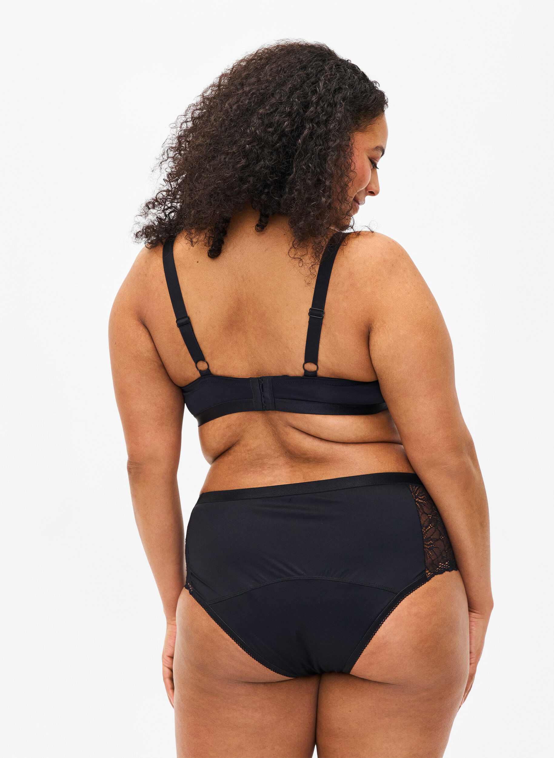 Zizzifashion Hipster period panties with lace, Black, Model image number 1