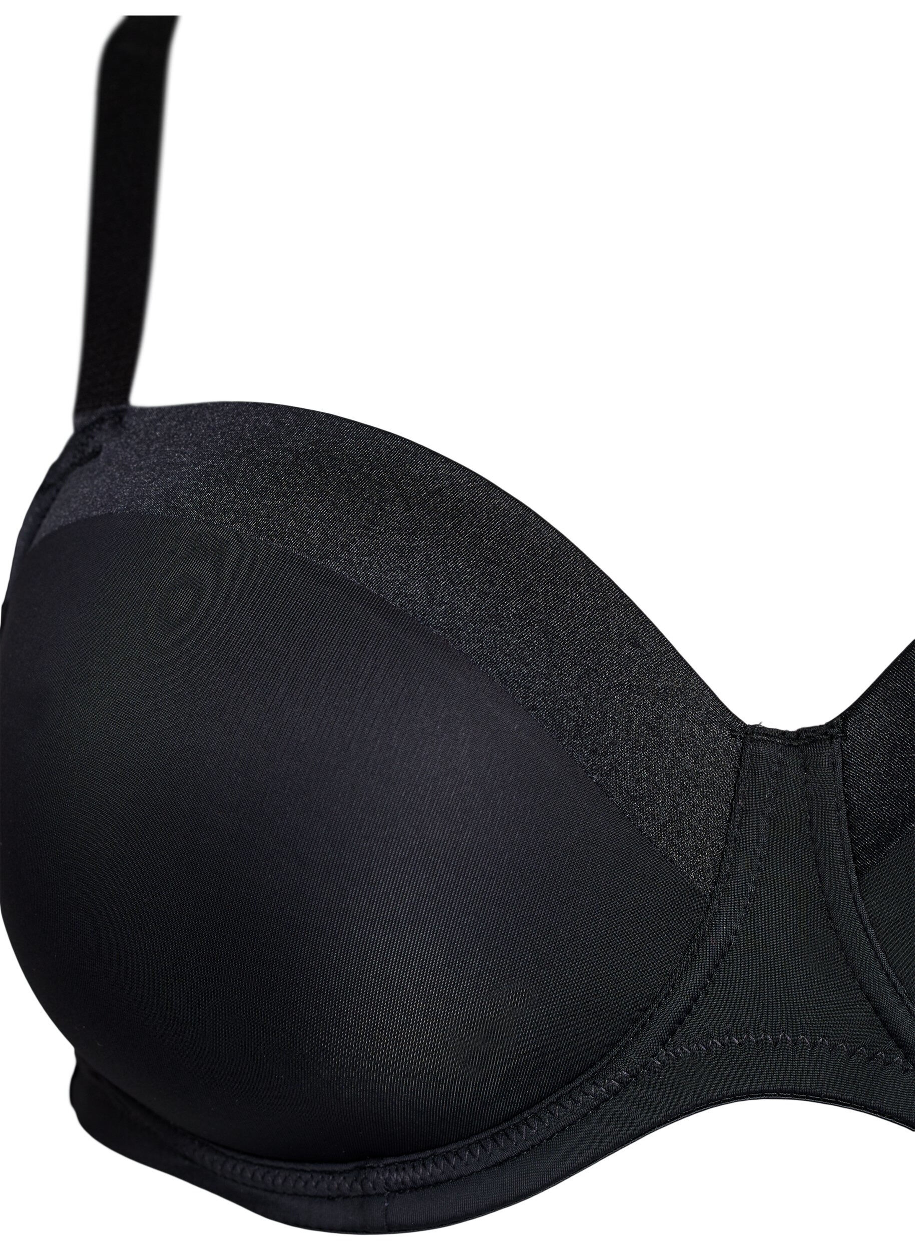 Zizzifashion Moulded bra in microfiber with satin detail, Black, Packshot image number 2