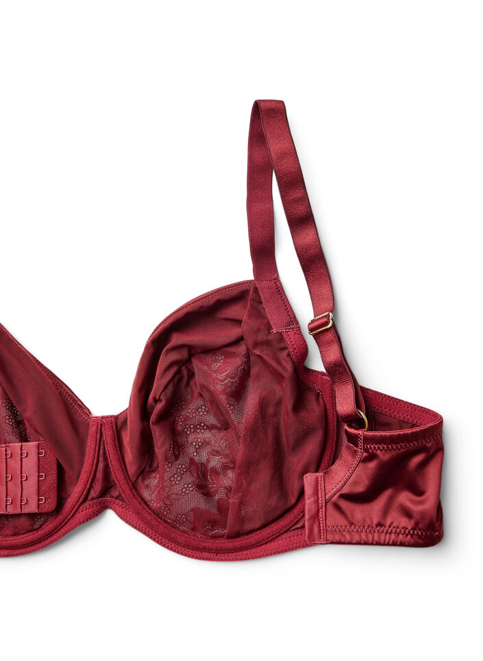 Full coverage bra in shiny microfibre, Dark Bordeaux, Packshot image number 3