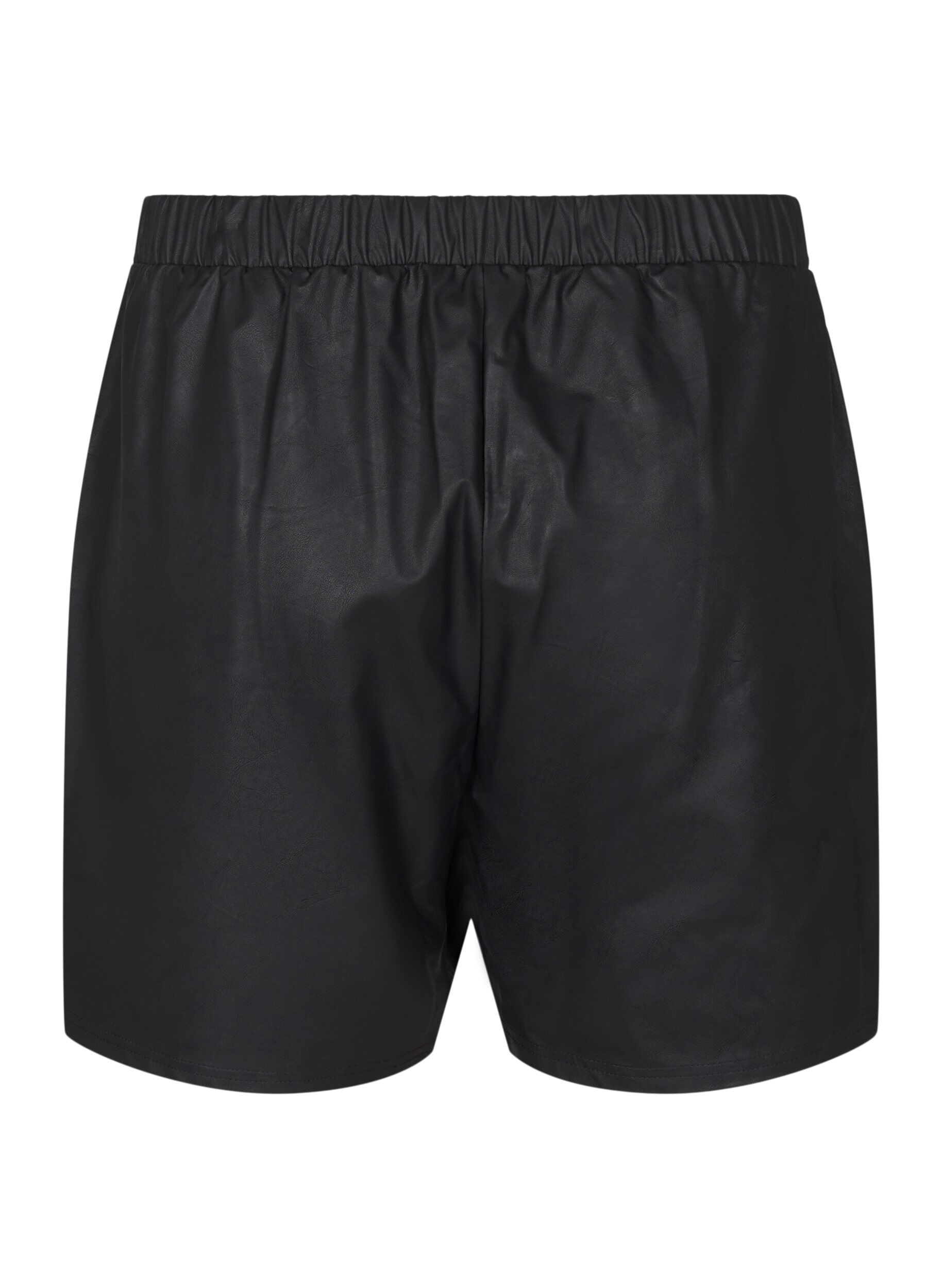Zizzifashion Loose faux leather shorts, Black, Packshot image number 1