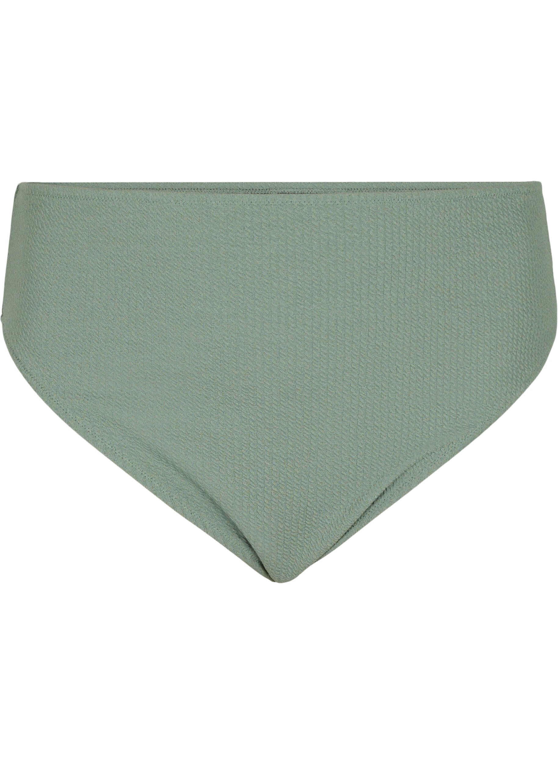 Zizzifashion Bikini briefs with crepe structure, Green, Packshot image number 0
