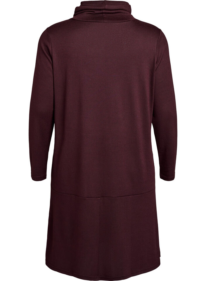 Jersey dress with high neck and pockets, Red, Packshot image number 1
