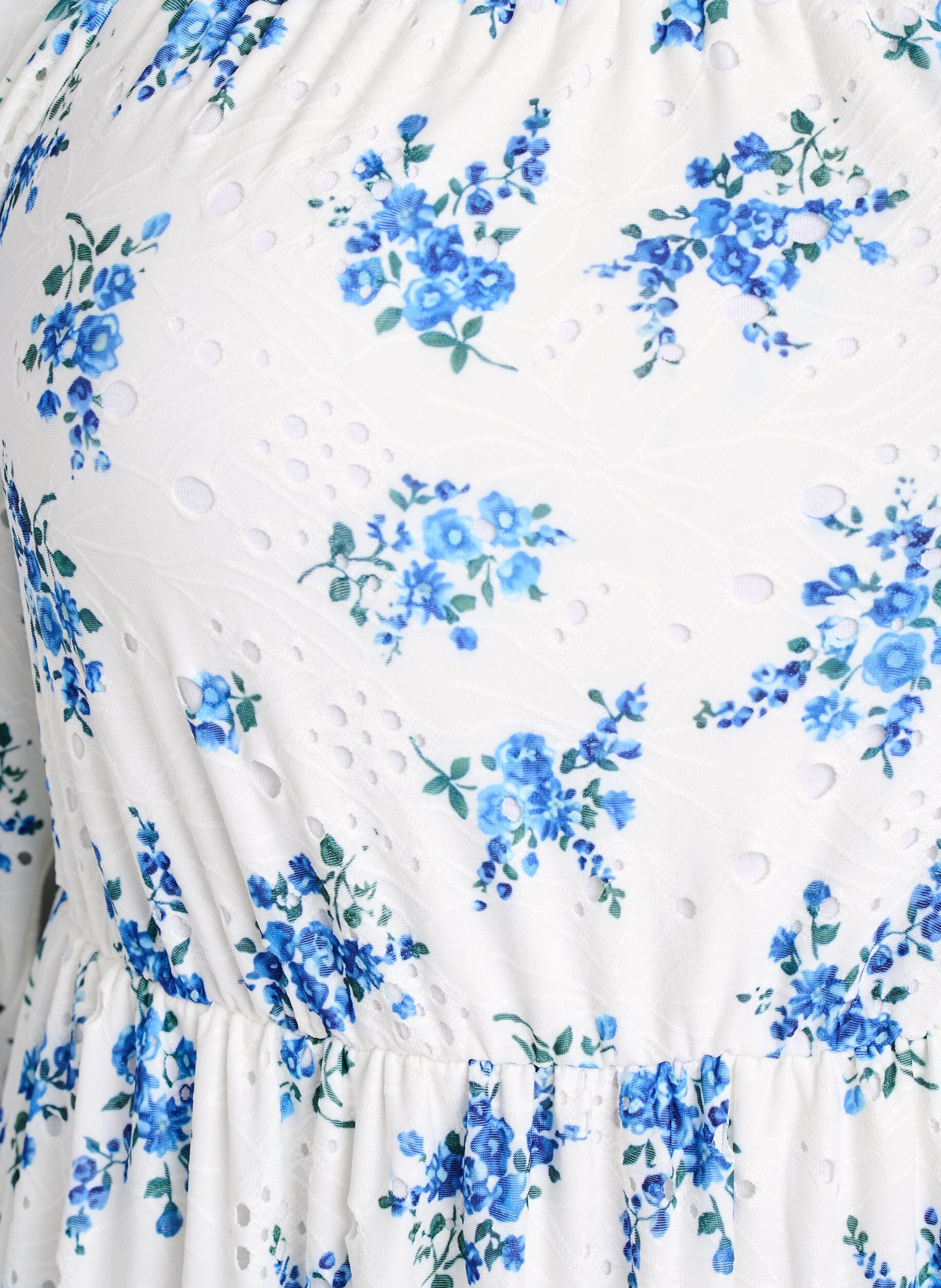 Zizzifashion Ankle-length dress with floral print and eyelet embroidery, White, Packshot image number 2