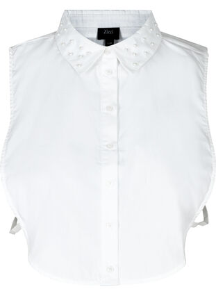 Loose, plain shirt collar with pearls, Bright White, Packshot image number 0