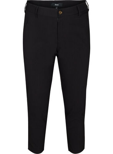 Classic, cropped viscose trousers, Black, Packshot image number 0