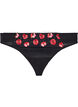 Microfibre thong with floral embroidery, Black, Packshot image number 0