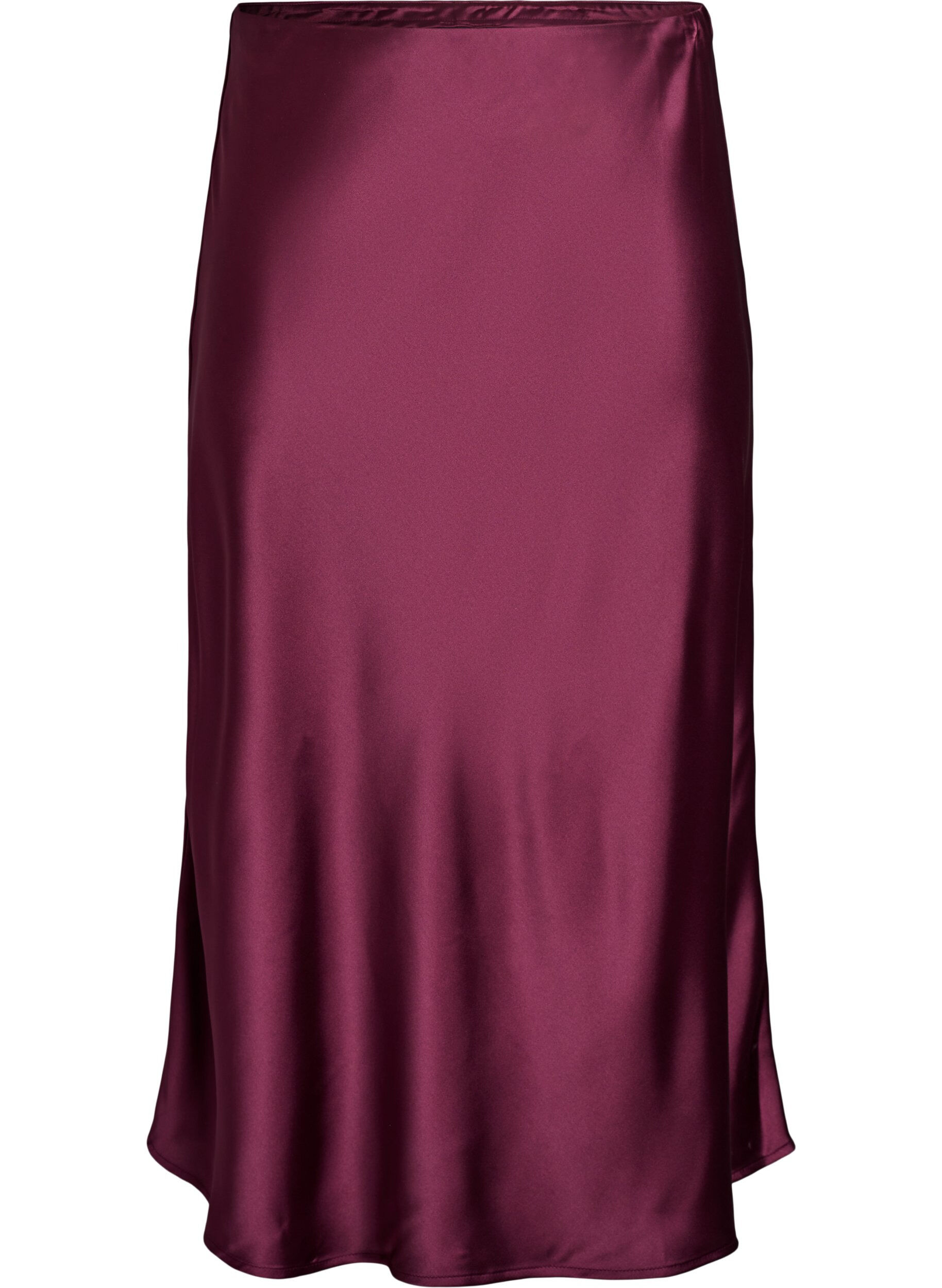 Zizzifashion Satin midi skirt, Dark Bordeaux, Packshot image number 0