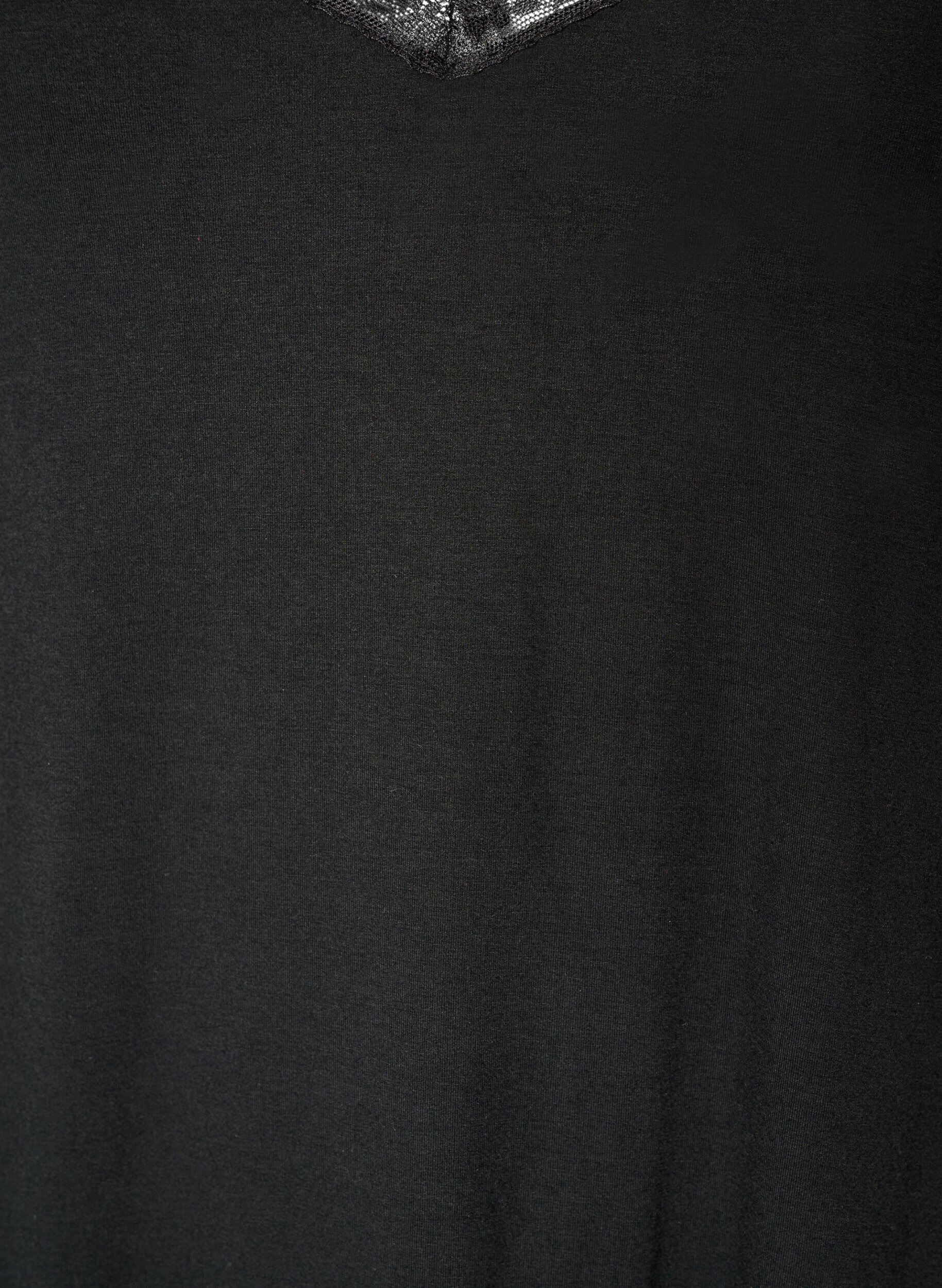 ZizzifashionViscose nightgown with lace and slits, Black, Packshot image number 2