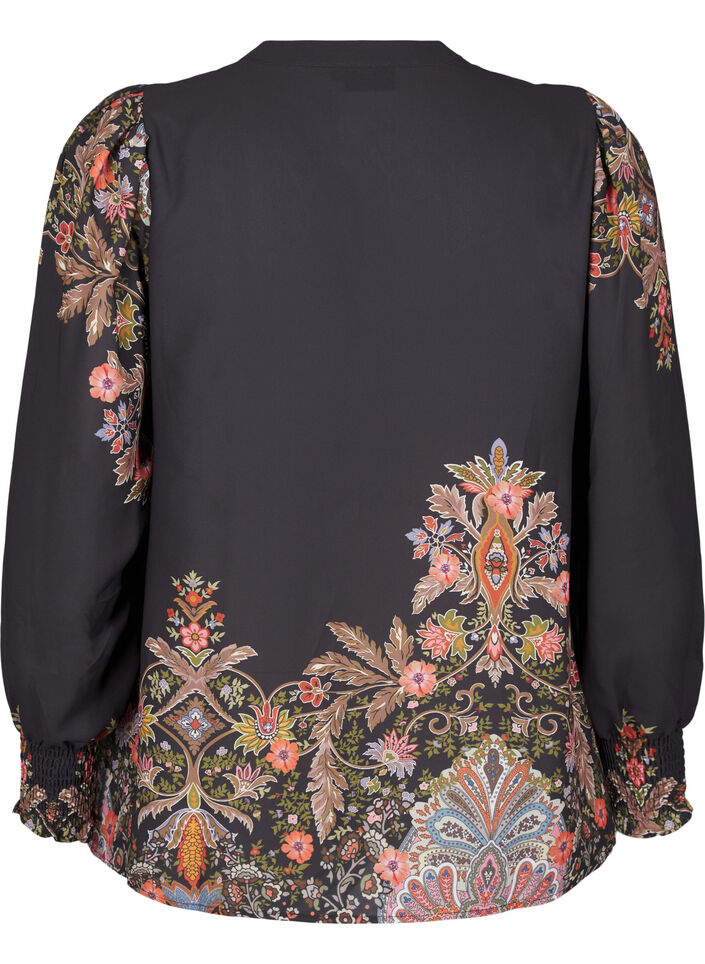 Blouse with paisley print, Black Paisley, Packshot image number 1