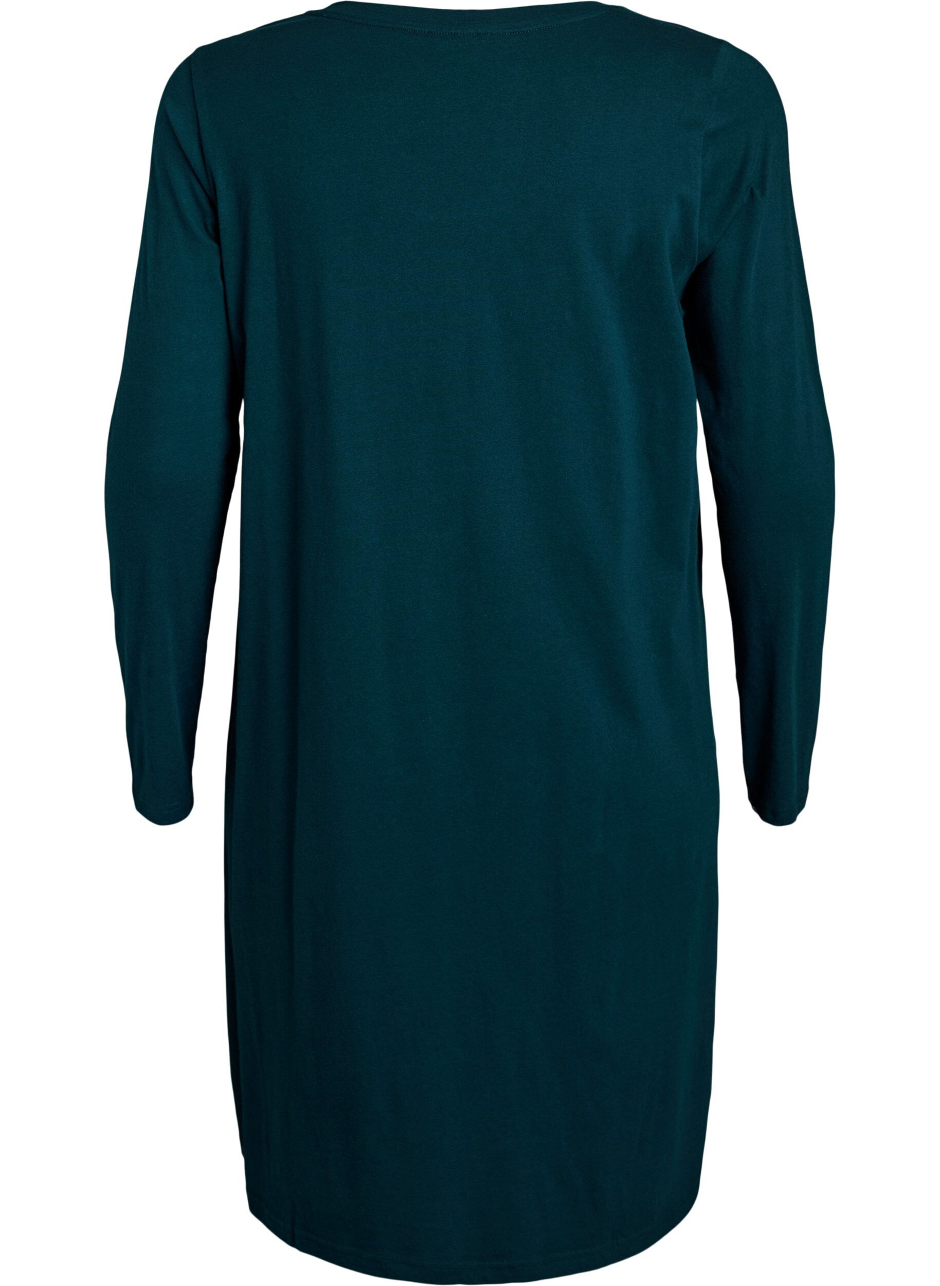 ZizzifashionLong-sleeved nightgown in organic cotton, Green, Packshot image number 1