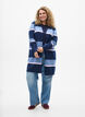 Long knit cardigan with wide stripes, Blue, Model image number 1