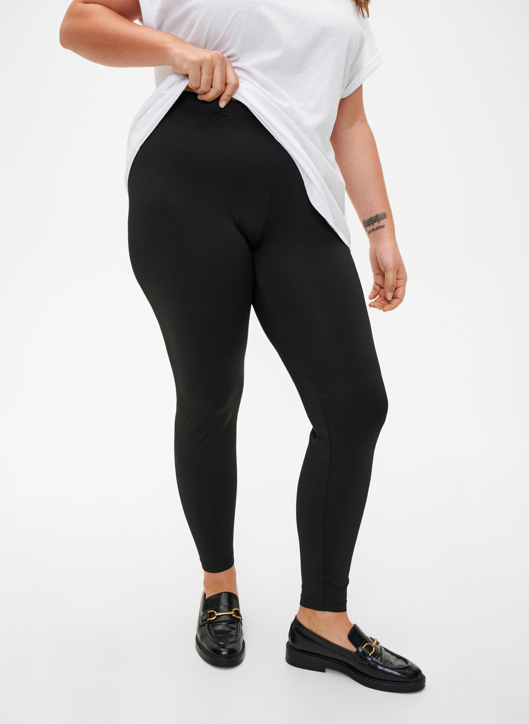 2-pack basic leggings, Black, Model