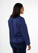 Short sweatshirt with pearl details, Blue, Model image number 2