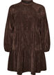 Corduroy dress with A-line shape and stand collar, Brown, Packshot image number 0