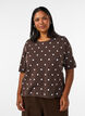 Short-sleeved knitted blouse with polka dots, Brown, Model image number 0
