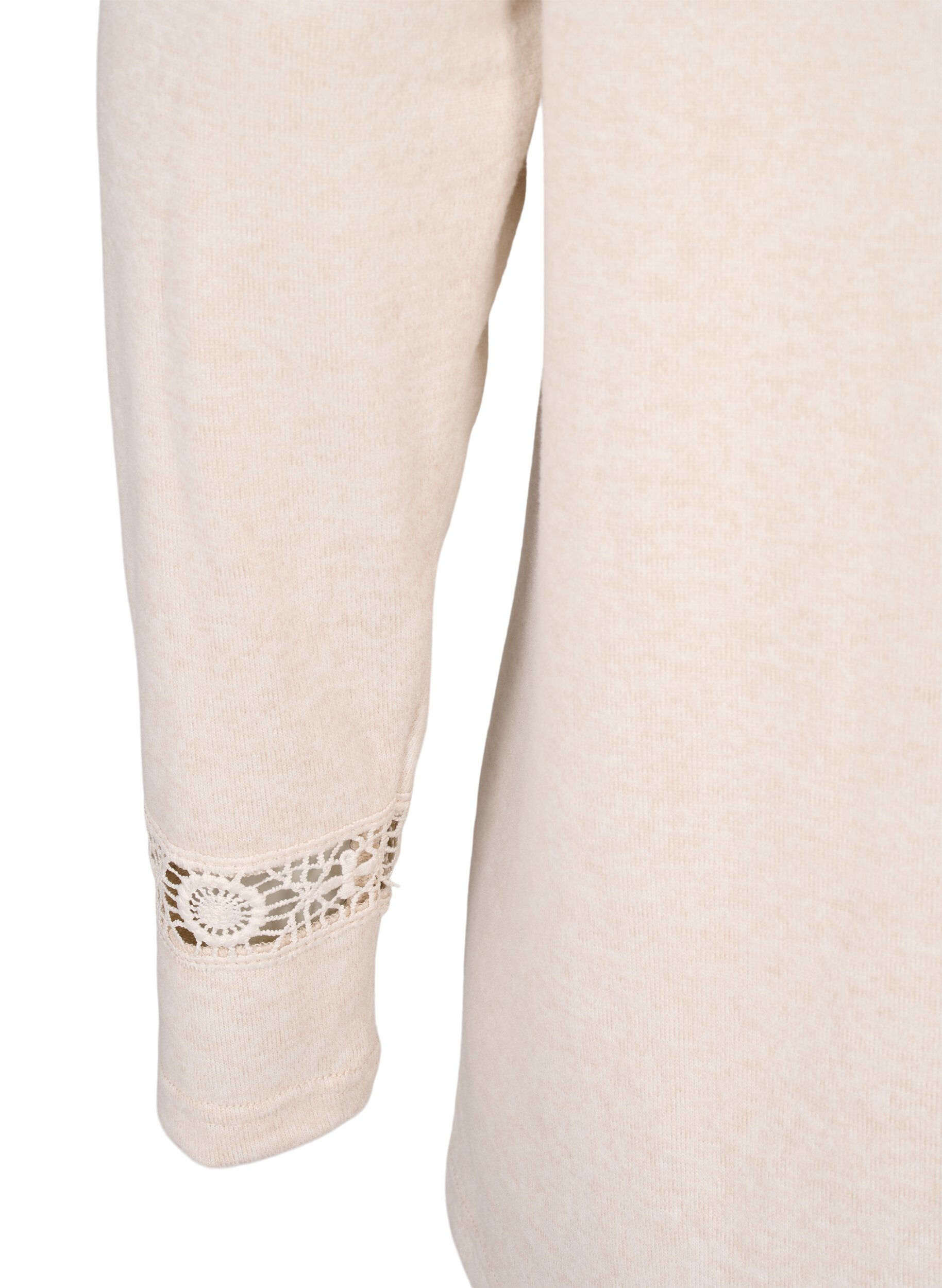 Zizzifashion Blouse with embroidery details and long sleeves, Beige, Packshot image number 3
