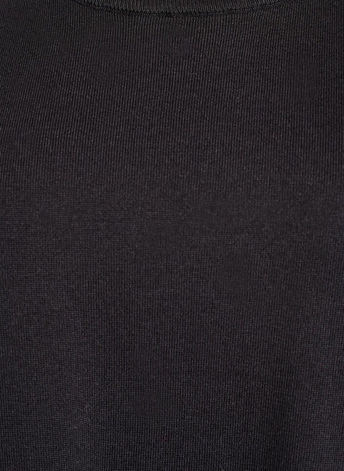 Fine-knit blouse with short sleeves, Black, Packshot image number 2