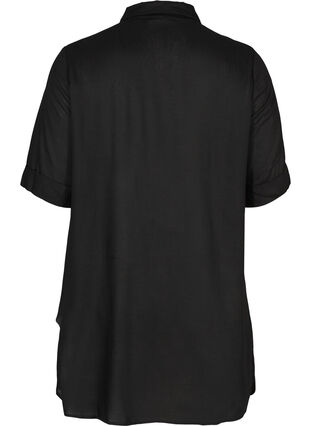 Short-sleeved viscose tunic, Black, Packshot image number 1